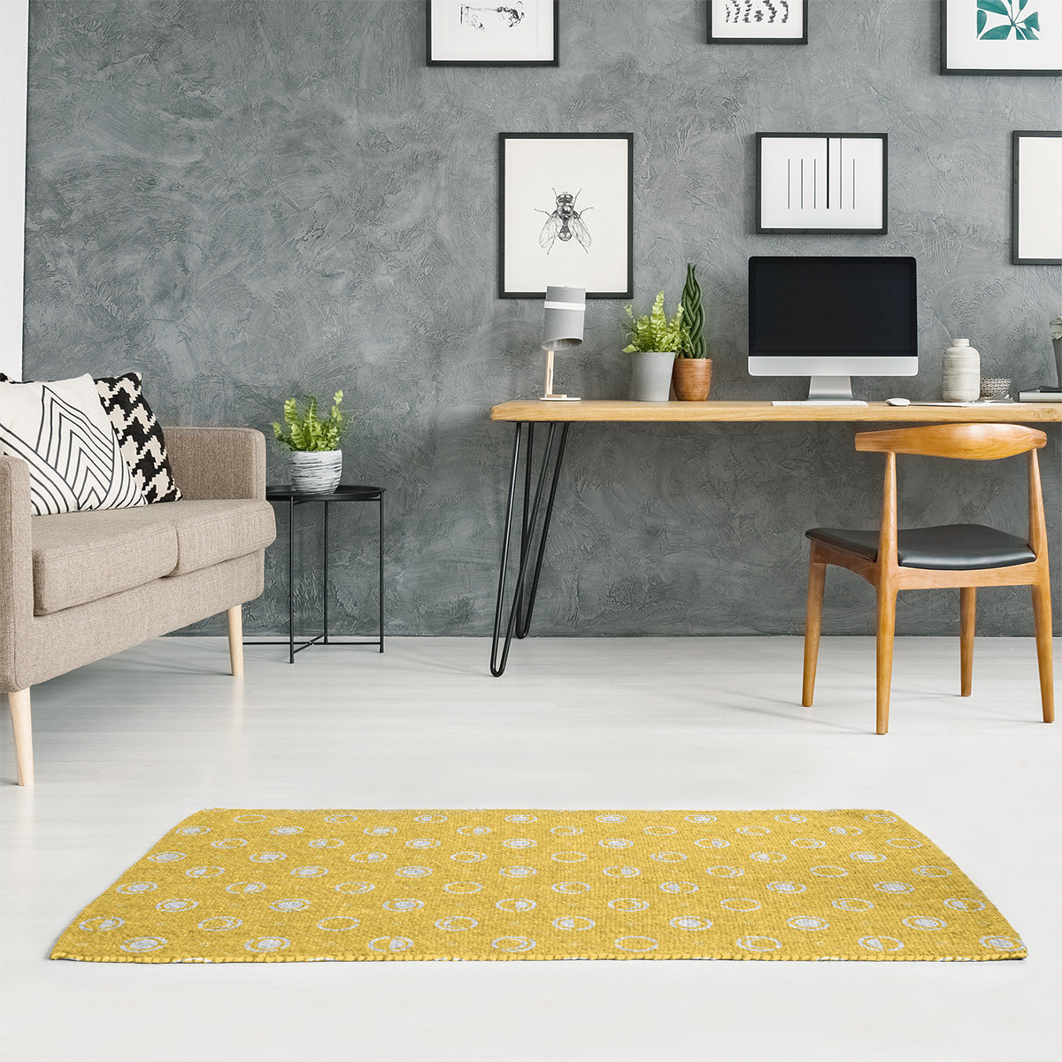 Brayden Studio Moon Phases Yellow Area Rug Wayfair