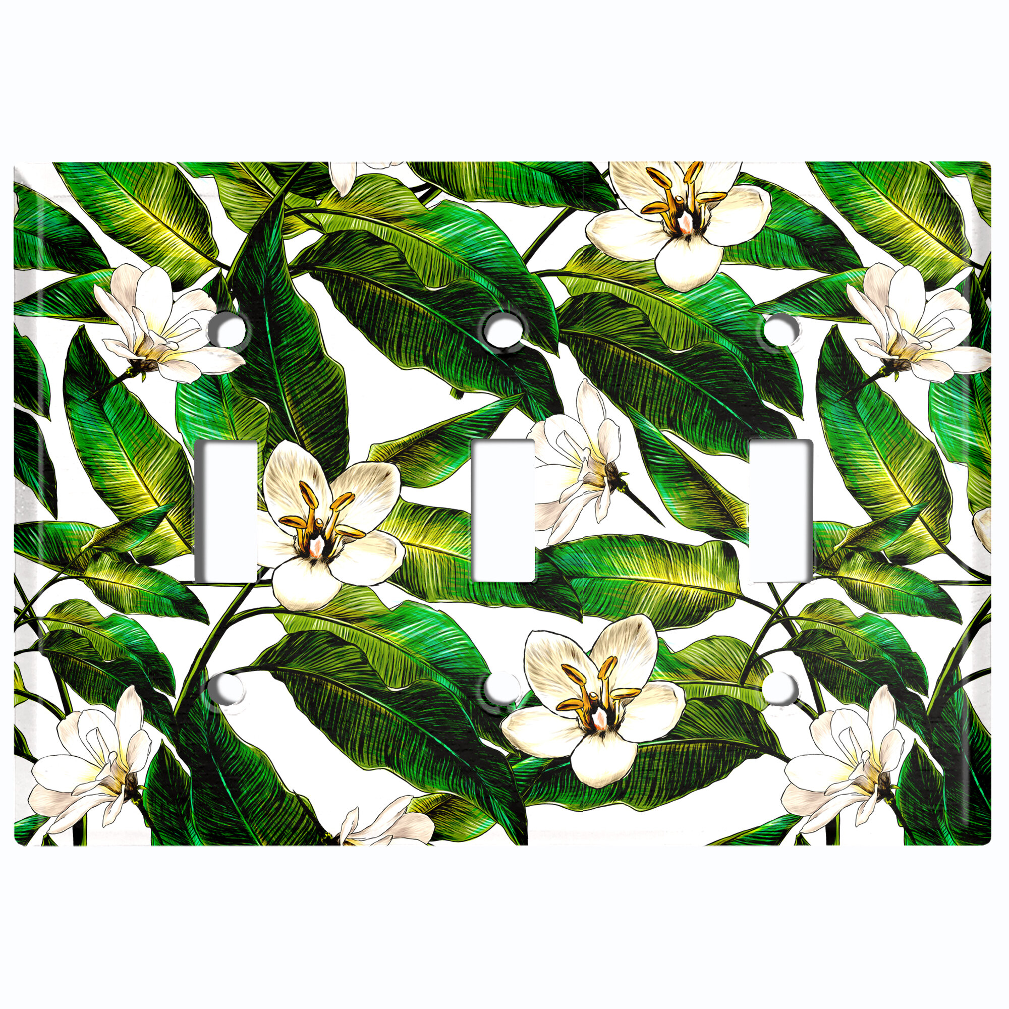 worldacc-metal-light-switch-plate-outlet-cover-white-flowers-green