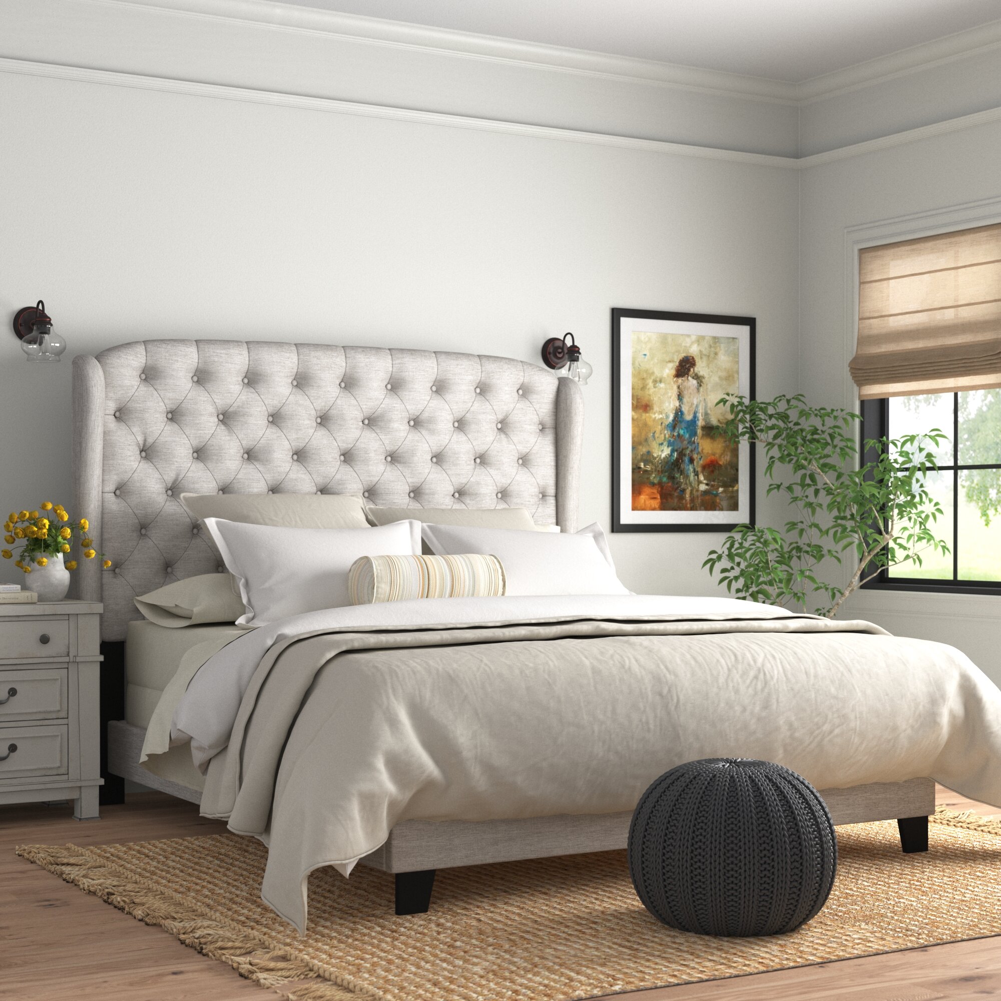 Three Posts™ Larios Tufted Upholstered Low Profile Standard Bed ...