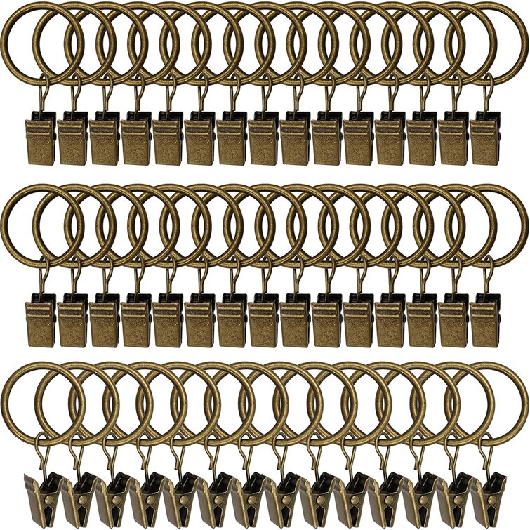 20Pc Metal Stainless Steel Window Shower Curtain Rod Clip Rings Drapery Clips