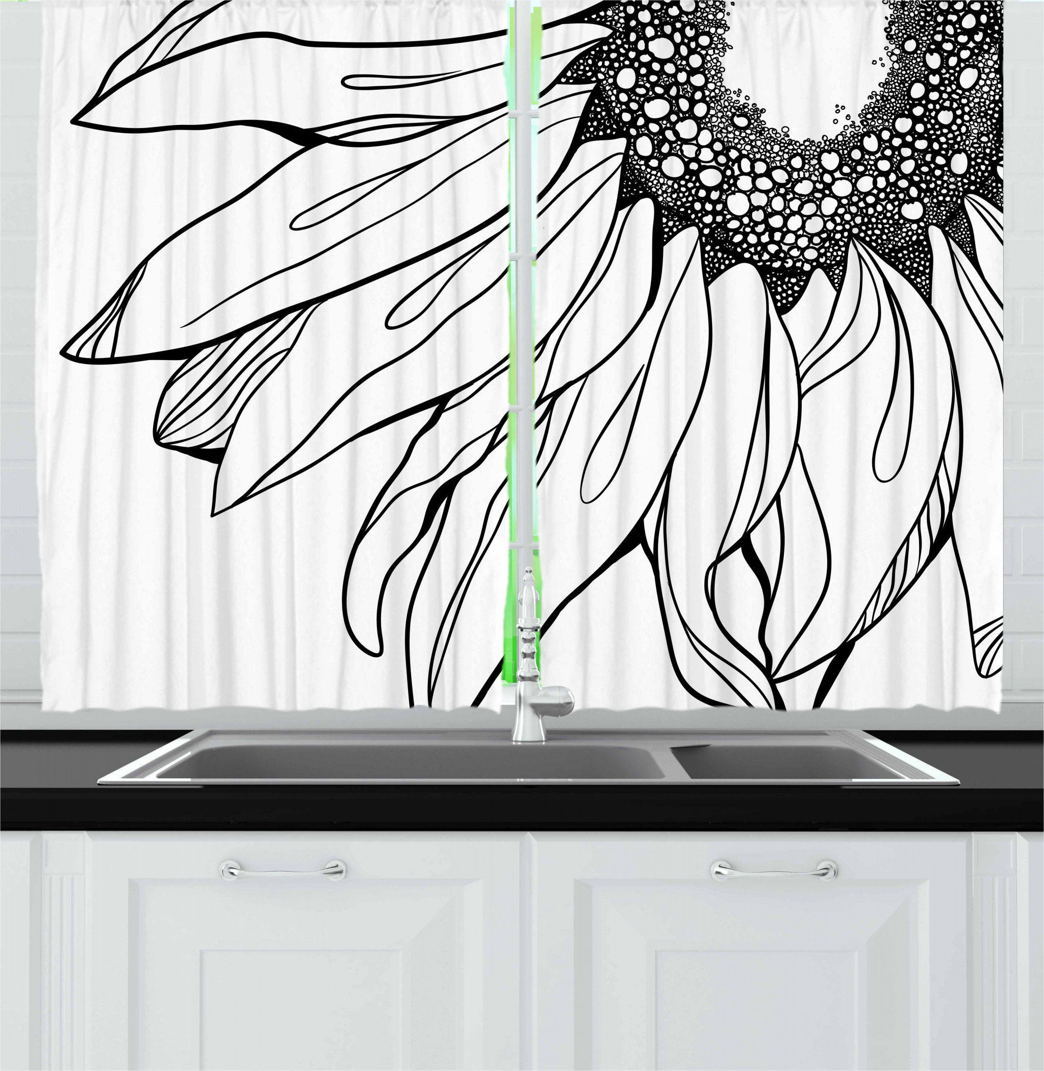 East Urban Home Caralee Doodle 2 Piece Kitchen Curtain Set Wayfair