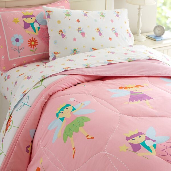 Girls Princess Dress Duvet Cover Bed Set Single Pink Reversible Princess Fairy