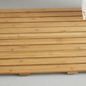 Addilyn Natural Bamboo Wood Nonskid Bath Mat