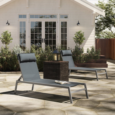 Bozeman Adjustable EDP Coated Wrought Iron Frame Breathable Textilence Chaise Lounge Chair