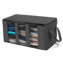 Large Capacity Under Bed Storage Bag Box 5 Compartments Clothes Organizer Grey
