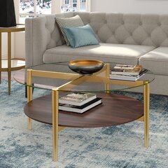 glass round coffee table with storage