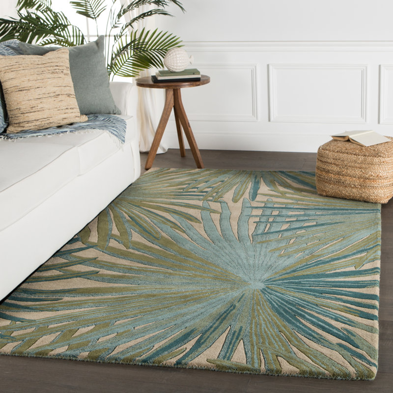 Bay Isle Home Arsos Floral Handmade Tufted Wool Green Area Rug Reviews Wayfair