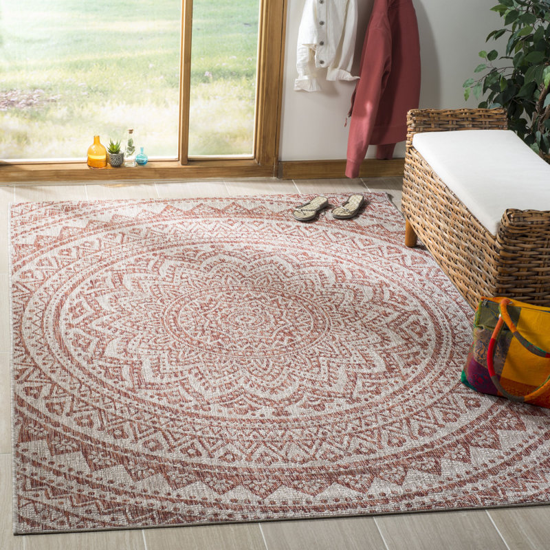 Bungalow Rose Amedee Floral Power Loom Terracotta Indoor Outdoor Area Rug Reviews Wayfair