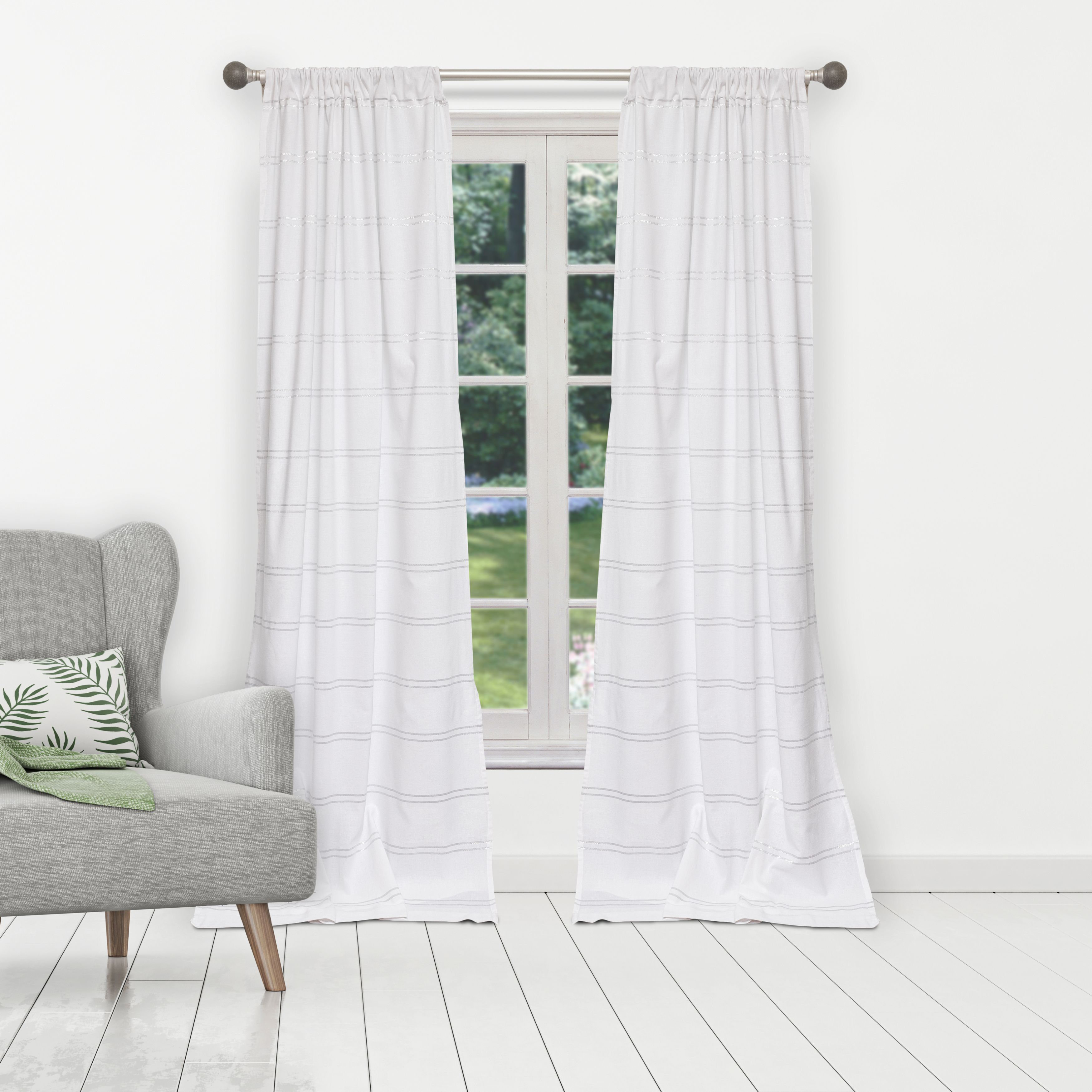 Calzada Pole Top Striped Room Darkening Thermal Rod Pocket Curtain
