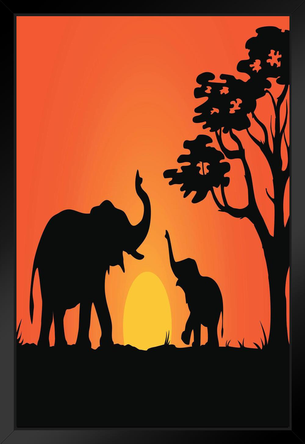 Latitude Run® Elephant Family Sunset Photo Photograph African Elephant