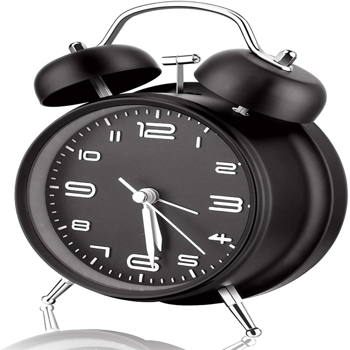 Battery Operated Analog Alarm Clock Silent No Ticking Clock with Nightlight 