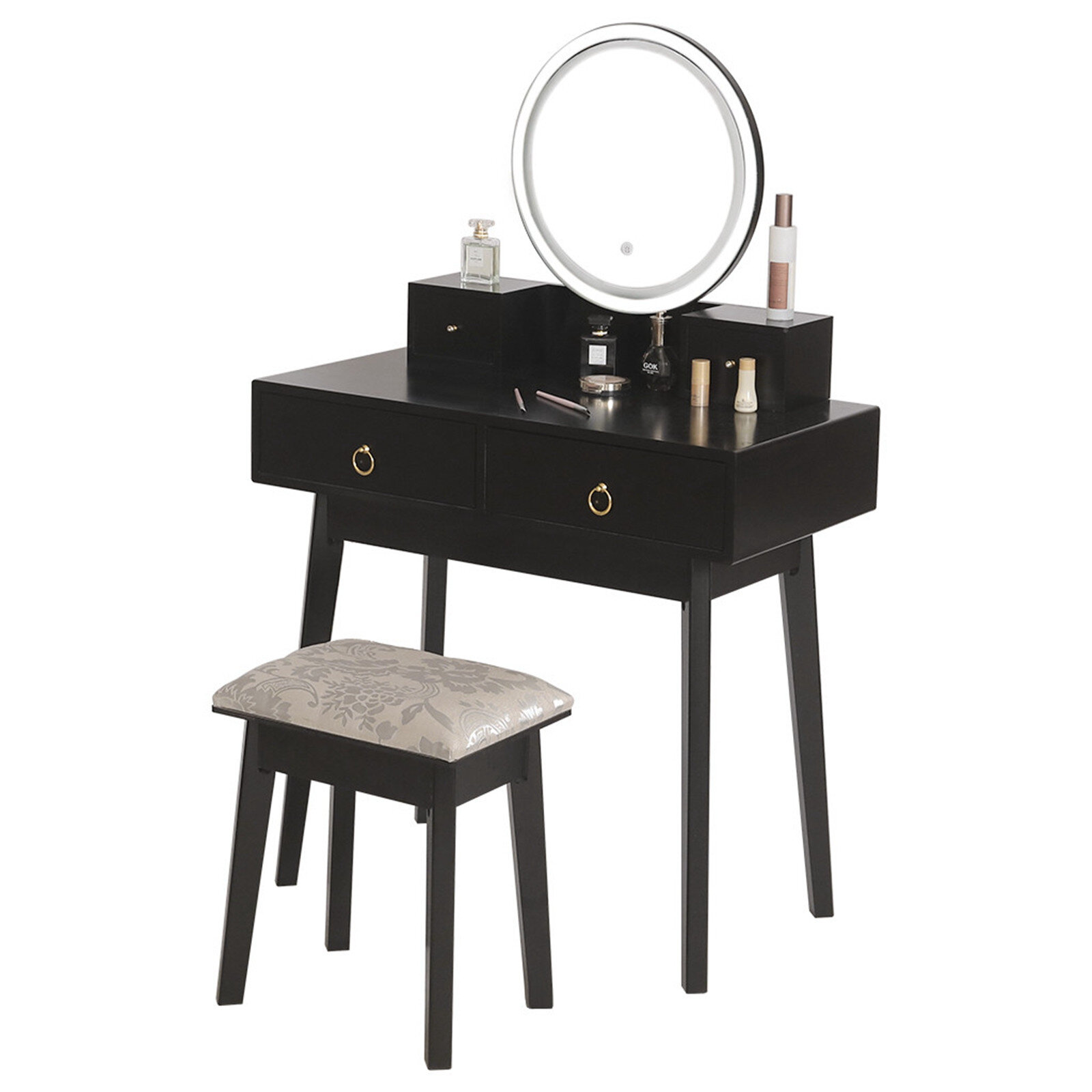 Details about  / Vanity Set Makeup Dressing Desk Stool Dresser Table with Mirror /& Storage