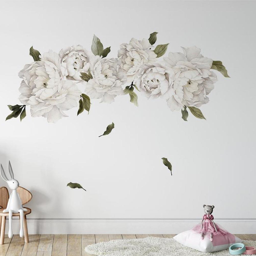 Flower Wall Decal Set of 2 Wall Decal Leaf Floral Decor Leaves Corner Decal Bedroom Decor Rose Decal Roses Corner Decor Home Decor