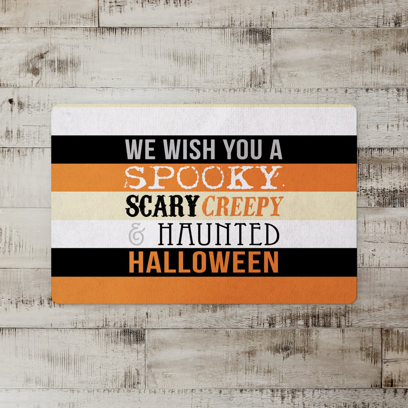The Holiday Aisle Wharton Halloween Words Kitchen Mat Wayfair