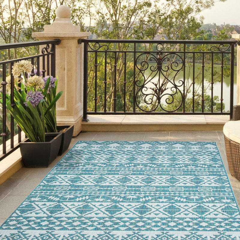 Union Rustic Eveloe All Weather Boho Chic Ocean Indoor Outdoor Area Rug Wayfair