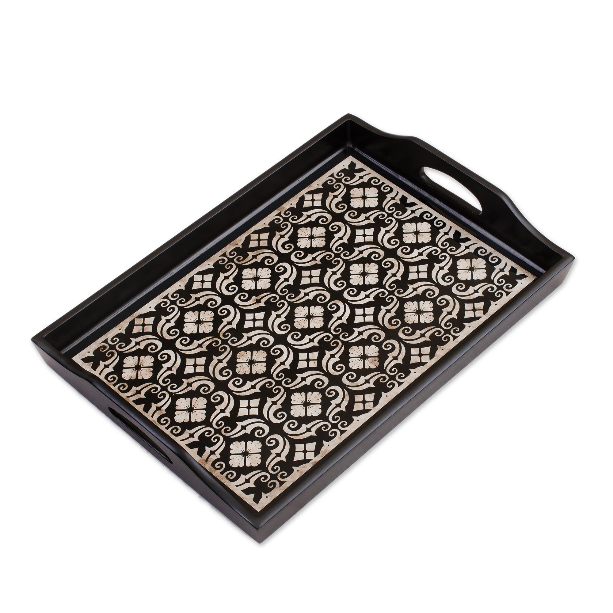 World Menagerie Umaiza Handmade Reverse Painted Glass Serving Tray