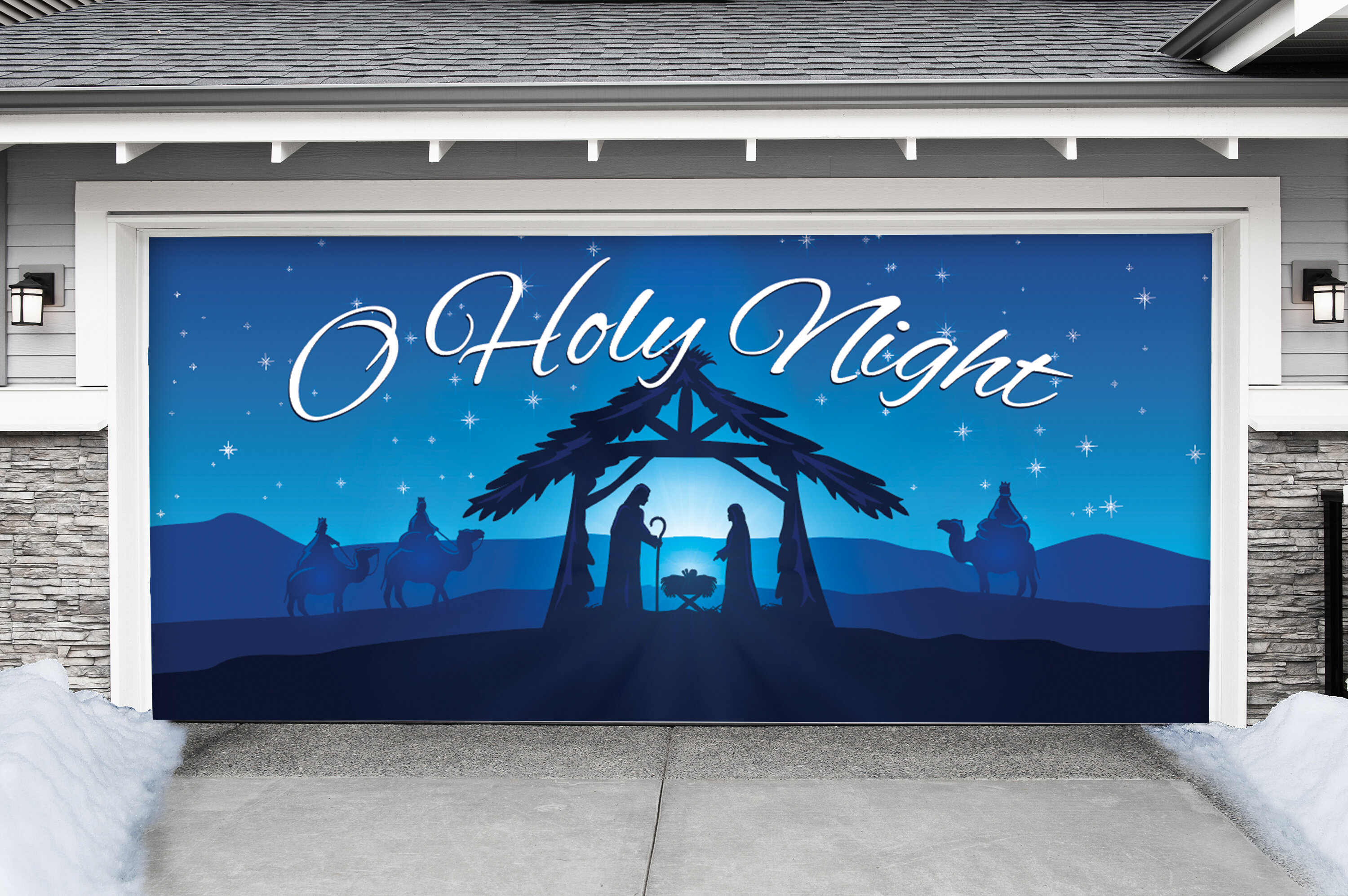 The Holiday Aisle® Nativity Scene O Holy Night Garage Door Mural ...