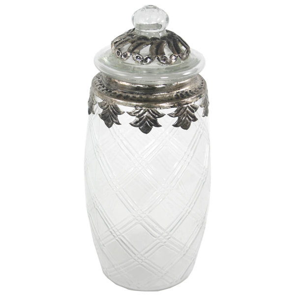 Shabby Chic Zinc Metal Floral Embossed Urn 23.5cm