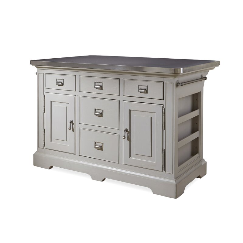 Dogwood Kitchen Island with Stainless Steel Counter Top