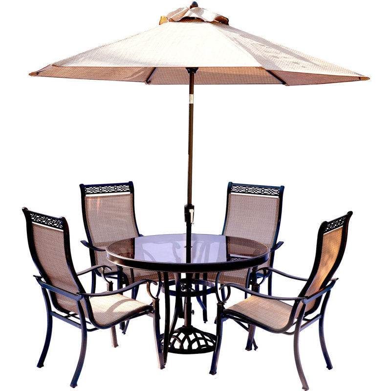 Fleur De Lis Living Bucci 5 Piece Dining Set With Table Umbrella And Fleur De Lis Living Bucci 5 Piece Dining Set With Table Umbrella And Base Wayfair
