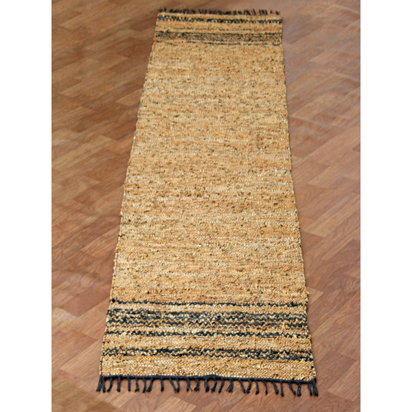 World Menagerie Sandford Striped Handmade Flatweave Black Tan Area
