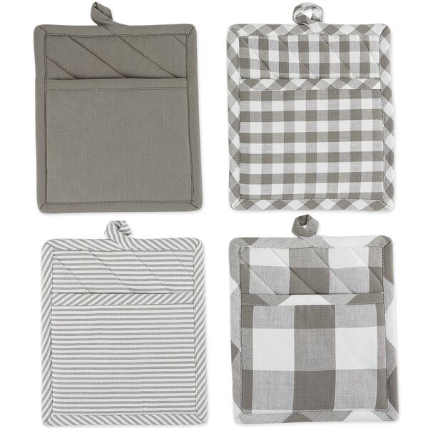 Set of 2 Large 18" x 28" Cotton Rich White with Blue Checks Kitchen Dish Towels 