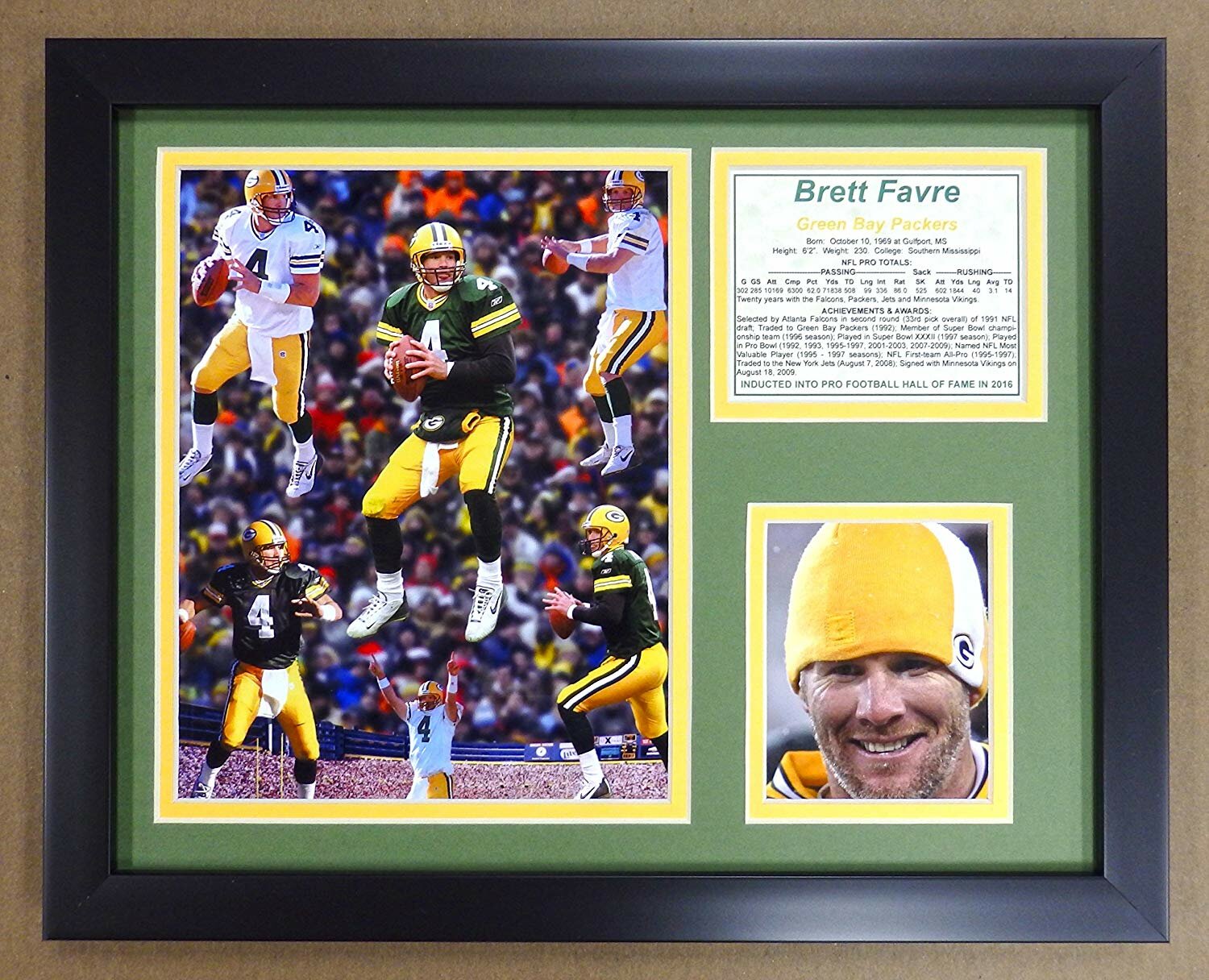 Brett Favre Autographed/Signed Green Bay Framed 27 x 23 Custom White Jersey  at 's Sports Collectibles Store