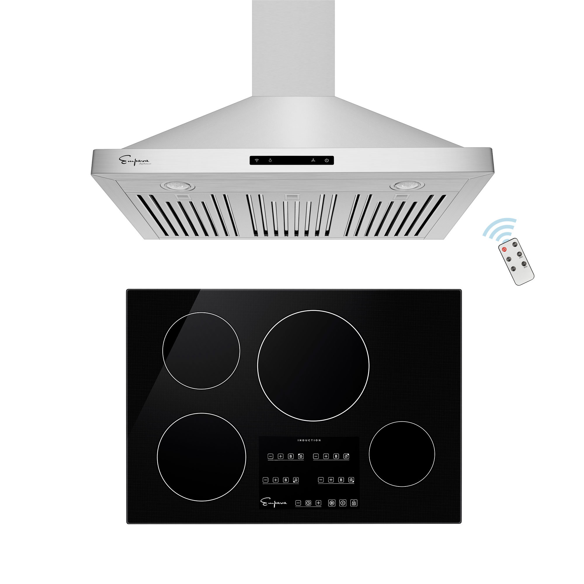 Empava 2 Piece Kitchen Appliance Package with 30'' Induction Cooktop , Wall Mount Range Hood