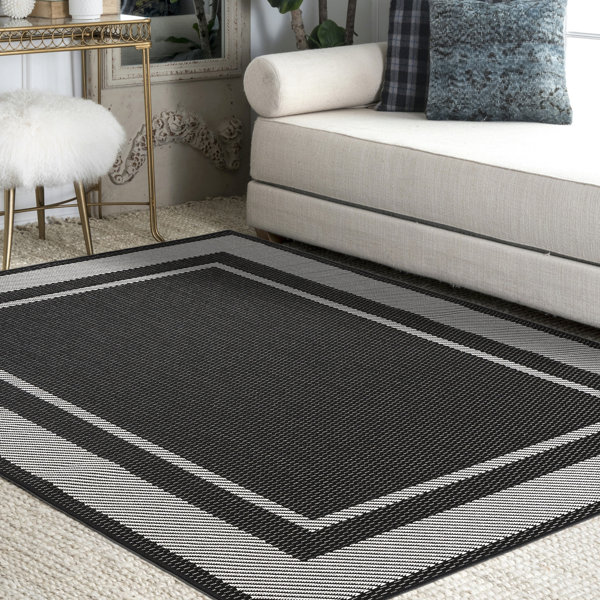 Wade Logan® Ornellas Flatweave Indoor / Outdoor Area Rug in Black ...