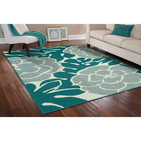 Wrought Studio Stackhouse Floral Tufted Teal Ivory Area Rug Reviews Wayfair