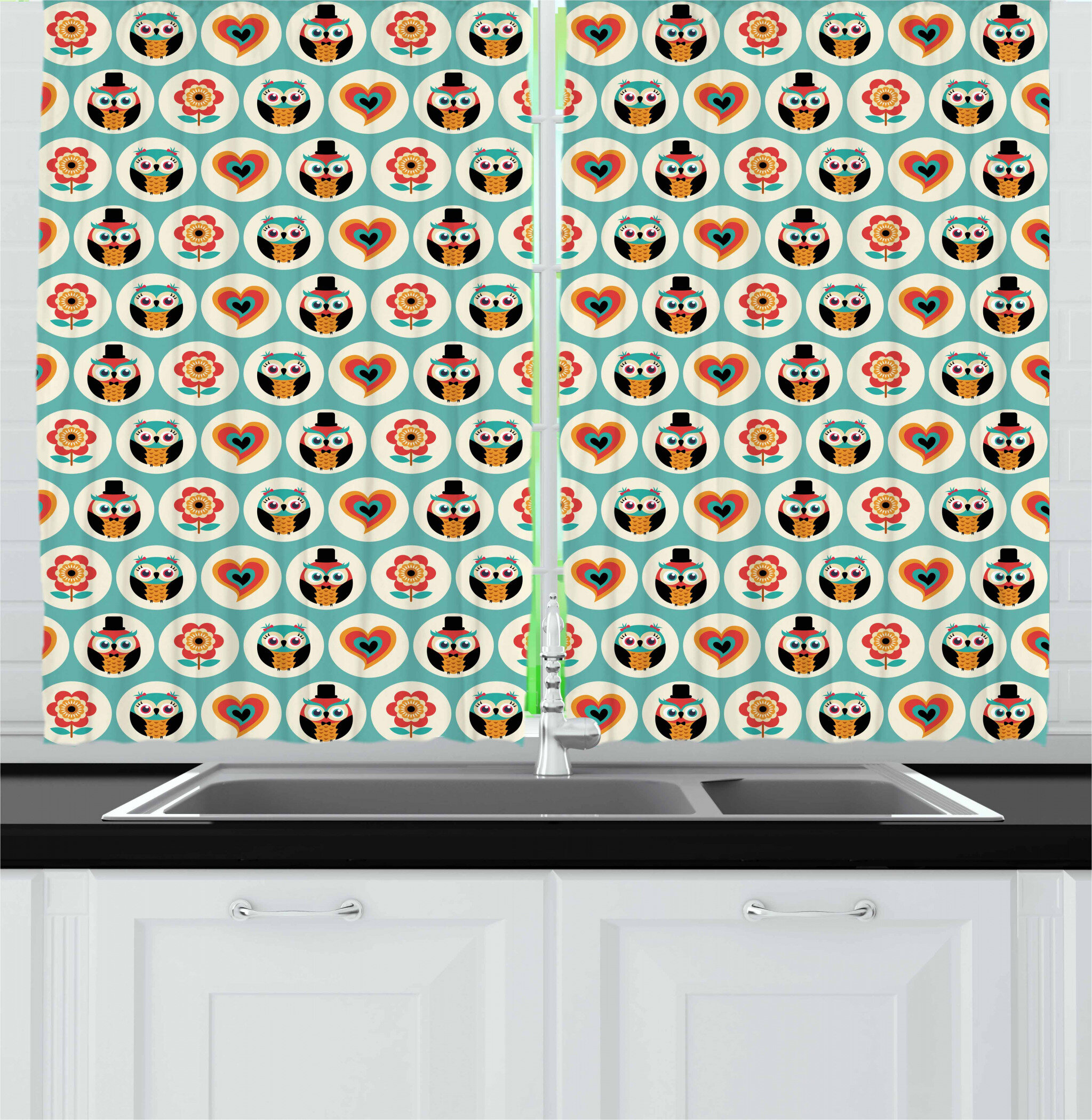 East Urban Home Owl Kitchen Curtain Wayfair