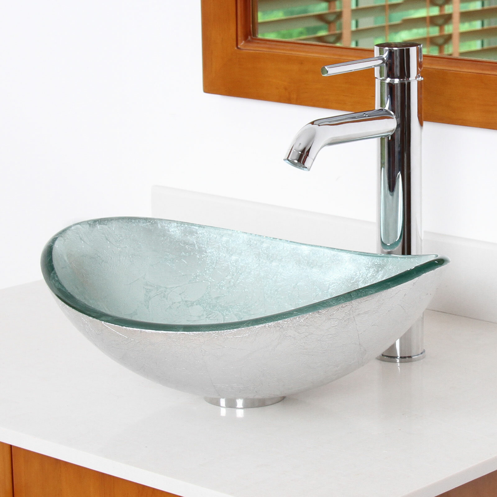 Hand Painted Glass Oval Vessel Bathroom Sink