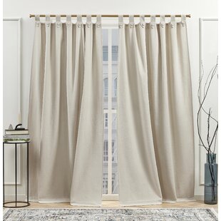Linen Textured Tie Up Curtains Rod Pocket Light Filtering Flax 2 Panels 