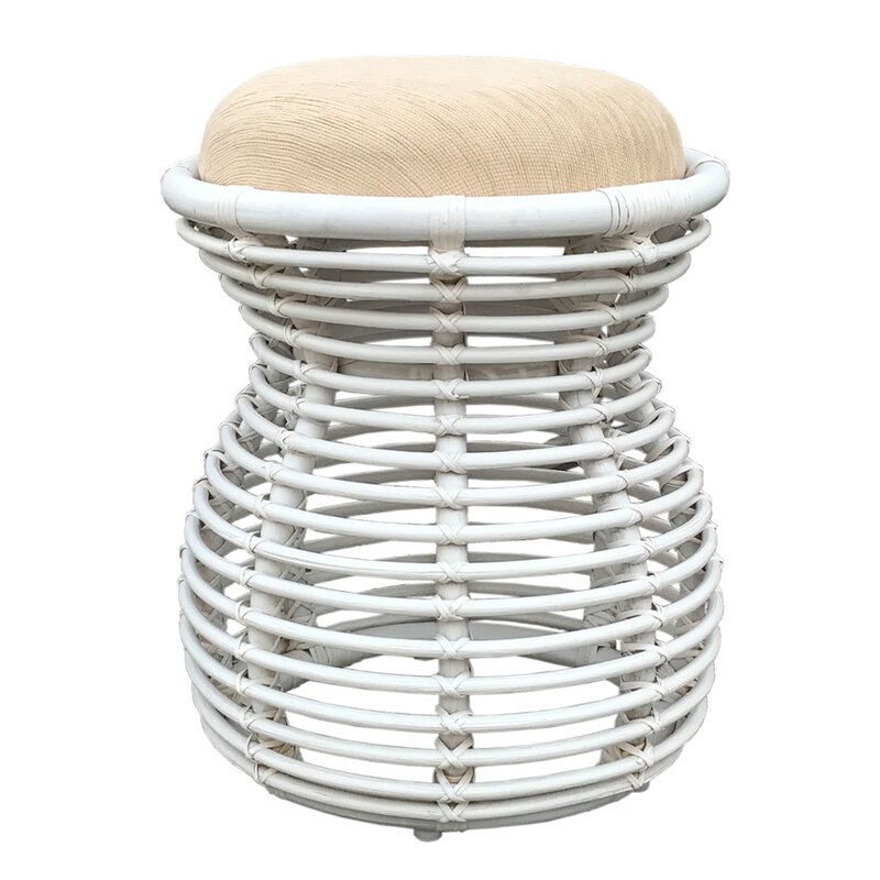 World Menagerie Barons Rattan Wicker Vanity Stool Wayfair