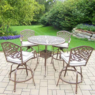 Go to store & view more images Mississippi 5 Piece Bar Height Dining Set with Cushions by Oakland Living