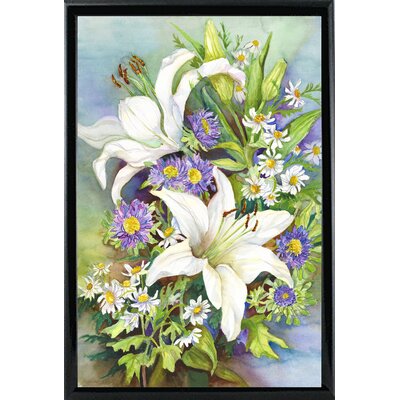 'A Spring Bouquet' Print August Grove Format: Shiny Black Metal Framed