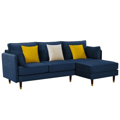 Charlie-Alexander 50.3" Wide Velvet Reversible Sofa & Chaise Sectional