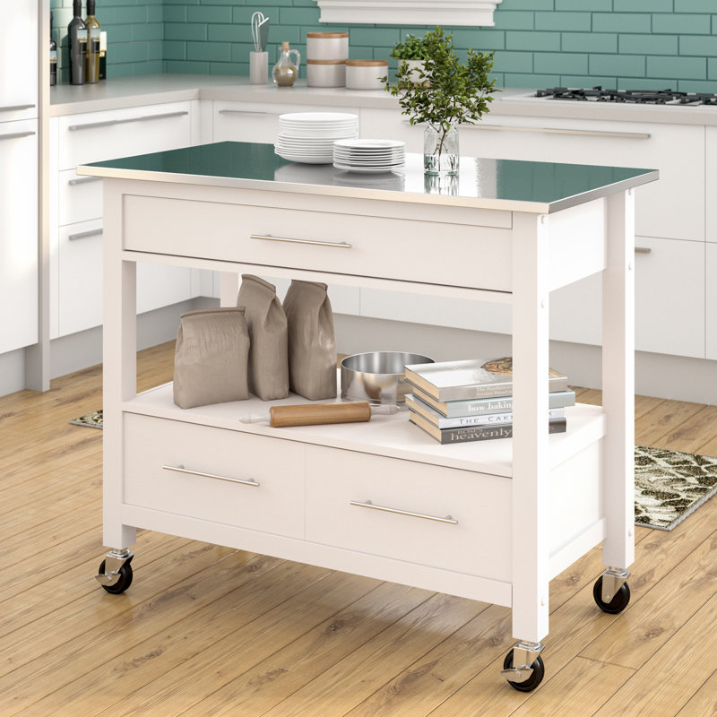 Latitude Run Monongah Rectangular Kitchen Cart With Stainless Steel Top Reviews Wayfair Ca