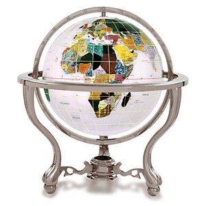 Gemstone Globe with Opalite Ocean and Commander 3-Leg Table Stand