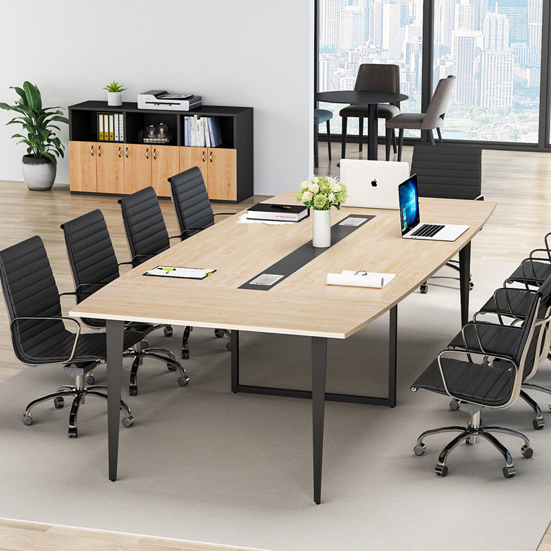 INCOMPLETE Billey 8FT Conference Table,Boat Shaped Meeting Table With Rectangle Grommet, Modern Seminar Table Top Finish: Beige