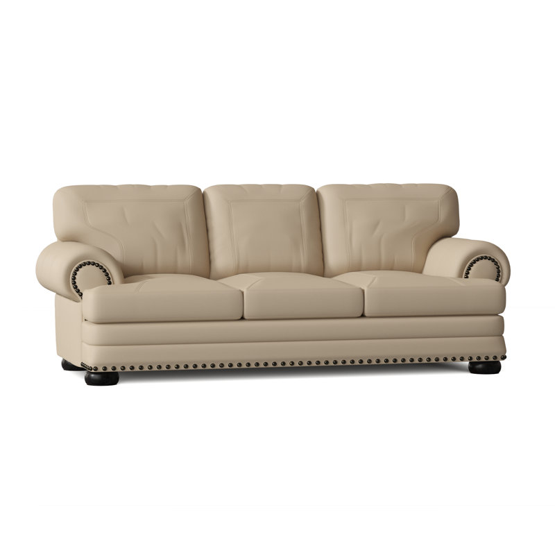 Omnia Leather Houston 97 Wide Genuine Leather Rolled Arm Sleeper Sofa Bed Reviews Wayfair