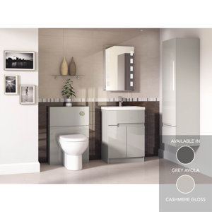 Badezimmer-Set Avola mit Spiegel mit Hintergrund..