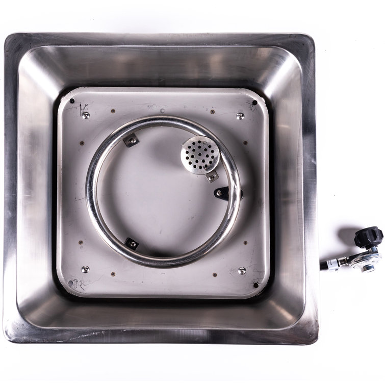 LEGACY HEATING 18.9Inch Square Stainless Steel Drop-In Fire Pit Burner Ring  And Pan Assembly, â€¦