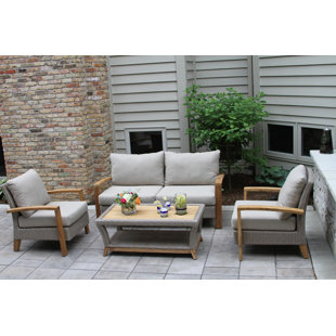 Go to store & view more images Dillard 4 Piece Rattan Sofa Seating Group with Cushions by Laurel Foundry Modern Farmhouse