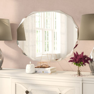 120x80 Luxury crushed diamond wall mirror with inset mirror and diamond pillars