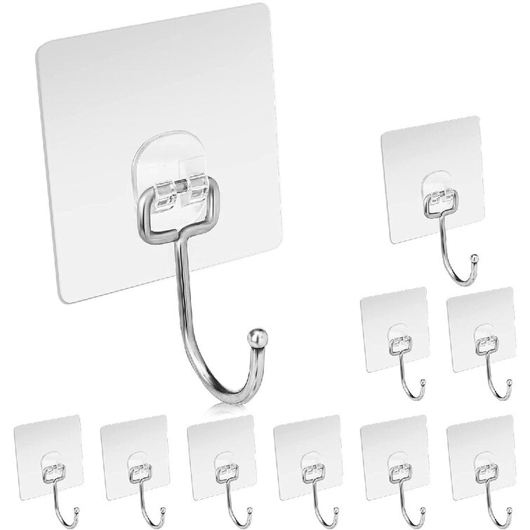 24 pack Adhesive Wall Hooks Hangers 22lb Transparent Reusable Heavy Duty Max 
