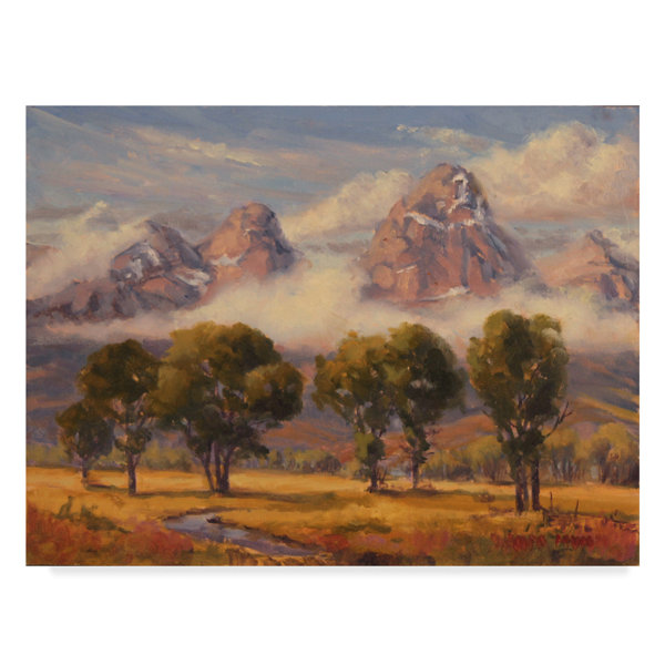 Charlton Home Teton View Mountains Acrylic Painting Print On Wrapped Canvas Wayfair