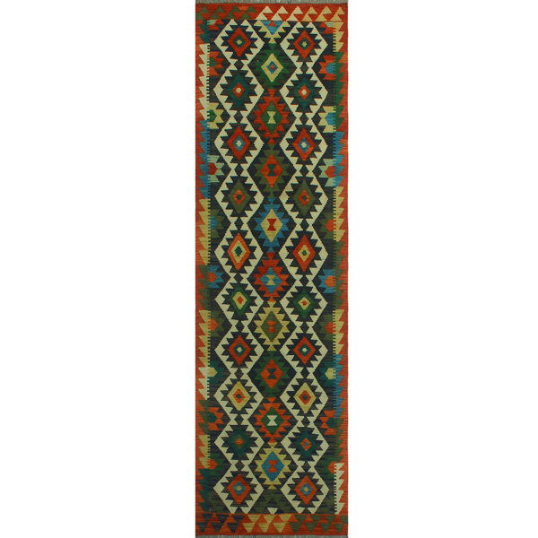 Foundry Select Runner Hults Southwestern Handmade Kilim Wool Red Green Area Rug Wayfair