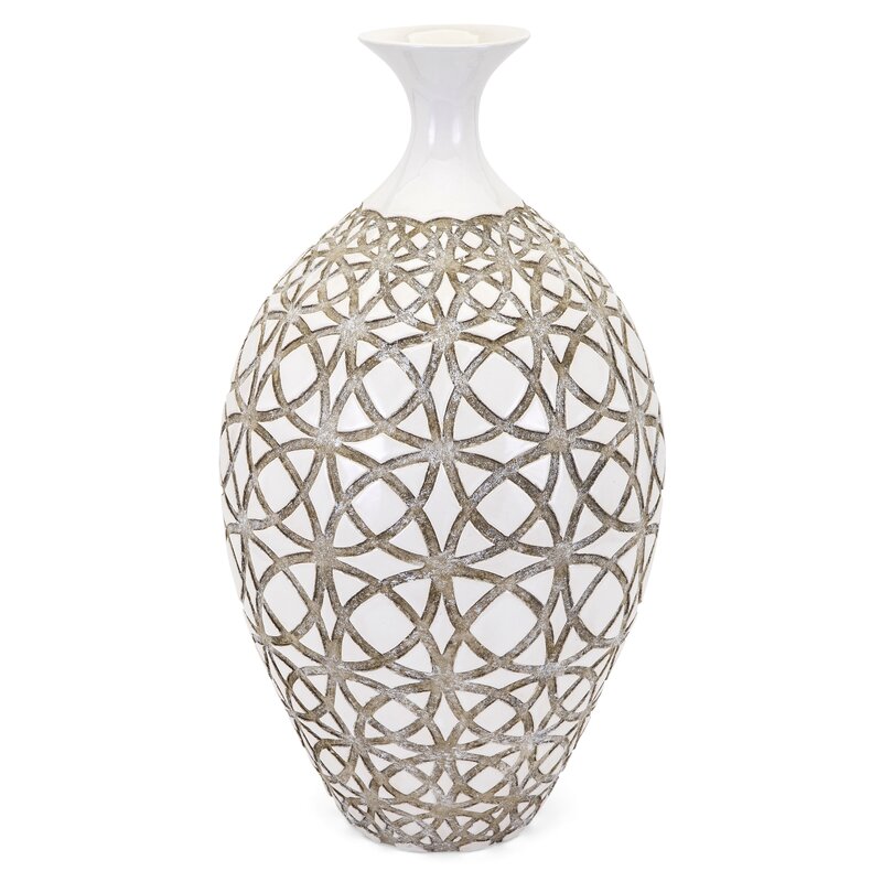 Mistana Tall Ivory Earthenware Floor Vase Reviews Wayfair