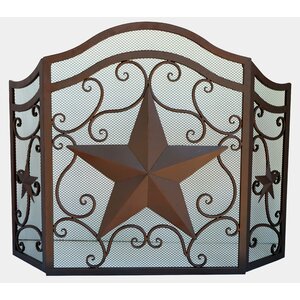 Star 3 Panel Metal Fireplace Screen